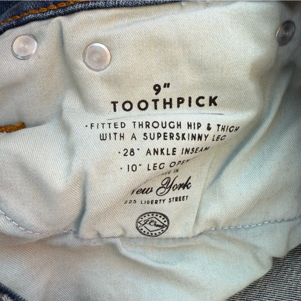J.Crew 9” High Rise Toothpick Skinny Jeans BA577 NWT Size 31 - Picture 14 of 16